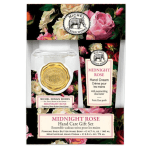 Rose-scented hand soap and hand cream gift set in floral packaging
