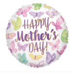 Round balloon with butterflies and "Happy Mother's Day" text