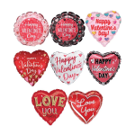 Assorted heart-shaped Valentine’s Day balloons with love messages
