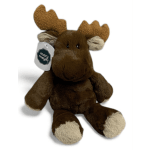 Brown plush moose with cream antlers and feet, wearing a Mary Meyer tag