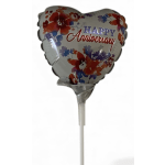 Heart-shaped Happy Anniversary balloon on a stick