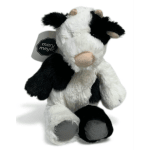 Black-and-white plush cow with a Mary Meyer tag