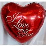 Red heart-shaped balloon with "I Love You" text