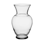 Clear glass vase with a flared rim and rounded body