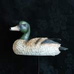 Duck figurine on a black background