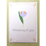 Thinking of you greeting card with a simple pastel flower illustration