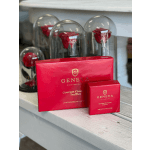 Red boxes of Geneva gourmet chocolate truffles with clear domed covers