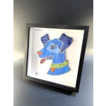 #A032 - Framed Tumbled Glass Dog