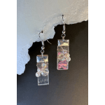 #A067 - Clear Iridized Stained Glass Earrings