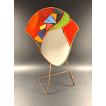 #A050 - Bright Orange Mosaic Face Mirror #1