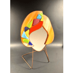#A059 - Creamsicle Orange Mosaic Face Mirror