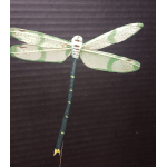 Decorative dragonfly ornament with translucent green-and-white wings