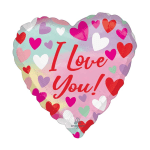 Heart-shaped balloon with "I Love You!" text and colorful hearts