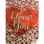 Heart-shaped foil balloon with "I Love You" text and small hearts