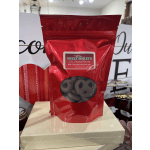 Red bag of milk chocolate mini pretzels on a display box
