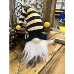Bee-themed gnome figurine with striped hat and white beard