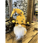 Bee-themed gnome figurine with a yellow hat and white beard