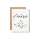 Get well soon greeting card with a floral illustration