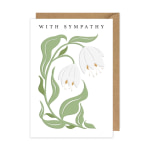 Sympathy card with white flowers and green leaves