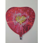 Heart-shaped red foil balloon with "Happy Valentine's Day" text