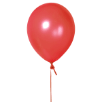 Single red balloon with a tied ribbon tail