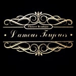 Decorative gold floral logo on a black background with the words "Flower Boutique" and "L'amour Toujours"