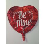 Red heart-shaped foil balloon with "Be Mine" text