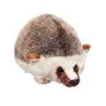 Plush hedgehog toy with brown and white fur