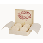 Boxed geranium soap set with four round bars