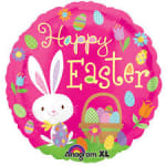 Pink Easter balloon with a bunny and eggs