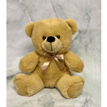 Plush teddy bear with a satin ribbon bow