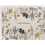 Decorative card with floral illustrations and the word congratulations