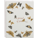 Greeting card with butterflies and the words 'so proud of you'