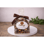 Bag of milk chocolate mini buckeyes tied with a brown ribbon