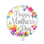Round balloon with "Happy Mothers Day" text and colorful floral graphics