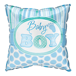 Blue baby boy foil balloon shaped like a pillow