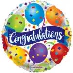 Round balloon with colorful balloons and a "Congratulations" message