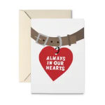 Sympathy card with a red heart and belt illustration