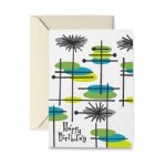 Birthday card with a retro geometric pattern in a beige envelope