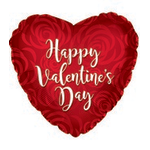 Heart-shaped red balloon with "Happy Valentine's Day" text