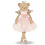 Plush teddy bear dressed as a fairy in a pink tutu and wings