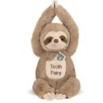 Plush sloth holding a tooth fairy pocket