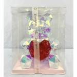 Clear gift box with an iridescent teddy bear and red heart