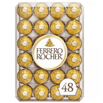 Box of Ferrero Rocher chocolates in gold wrappers