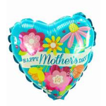 Heart-shaped Mother's Day balloon with colorful flowers