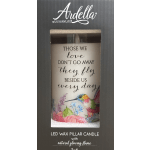 Boxed LED pillar candle with a hummingbird and floral design
