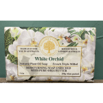 Box of White Orchid soap with orchid flowers printed on the label