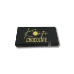 Black chocolate gift box with gold lettering