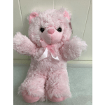 Pink plush teddy bear with a satin ribbon bow
