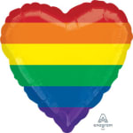 Rainbow heart-shaped balloon with horizontal stripes